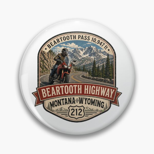 Item preview, Beartooth Highway US 212 Beartooth Pass Motorcycle Sticker & TShirt 10 designed and sold by OuterShellUK.