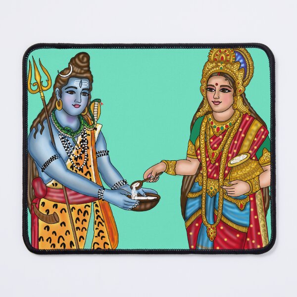 Item preview, Goddess Annapurna and Lord Shiva Artwork | Divine Hindu Digital Drawing designed and sold by Harshit_Digital_Arts.