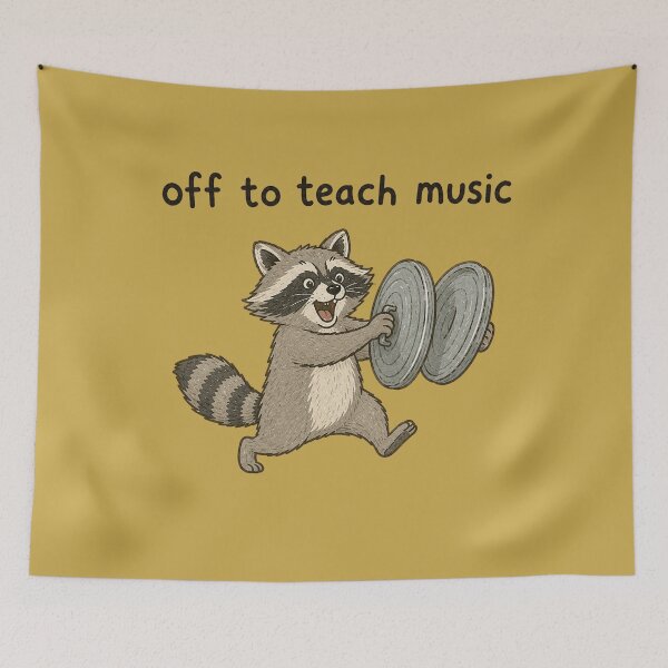 Item preview, Raccoon Trash Can Cymbals Off to Teach Music Funny Teacher designed and sold by bosamji.