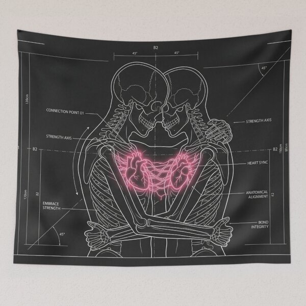 Item preview, A Hug – Anatomical Embrace Diagram | Minimalist Love Connection Art designed and sold by InnerwayStudio.