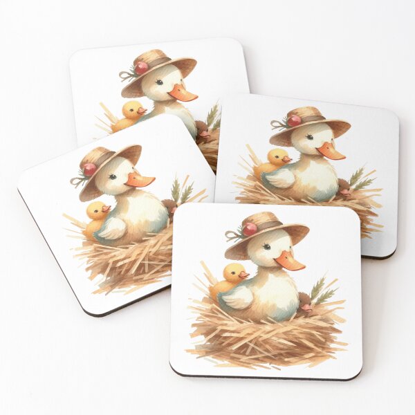 Item preview, Mother Duck and Ducklings in Nest Watercolor Illustration designed and sold by LunaPixelStudio.