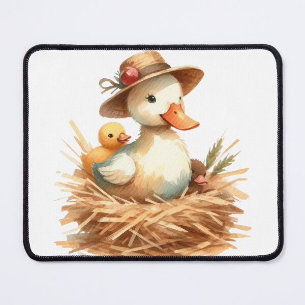 Item preview, Mother Duck and Ducklings in Nest Watercolor Illustration designed and sold by LunaPixelStudio.