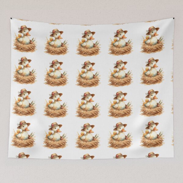 Item preview, Mother Duck and Ducklings in Nest Watercolor Illustration designed and sold by LunaPixelStudio.