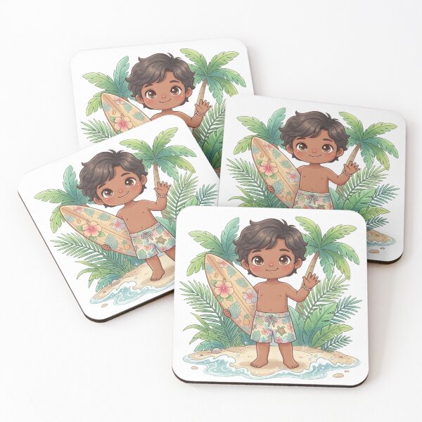 Item preview, Tropical Surf Kid Illustration designed and sold by MyshopnameSell.