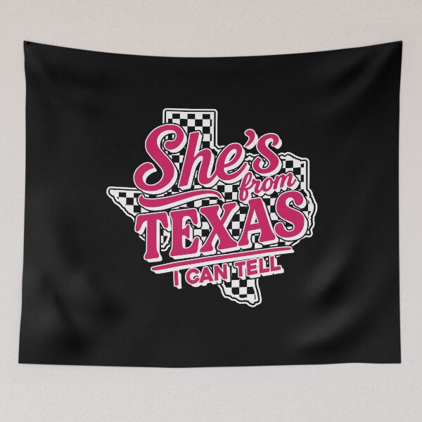 Item preview, She’s From Texas I Can Tell Retro Cowgirl Typography Design designed and sold by MaxGraphicShirt.