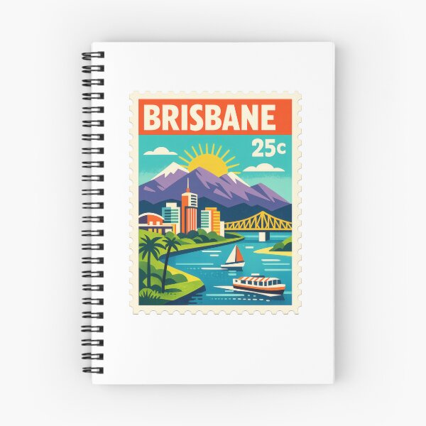 Item preview, Vintage Brisbane Stamp Illustration | Retro Australian Postage Art | Classic River City Travel Design designed and sold by PaintedPixels01.
