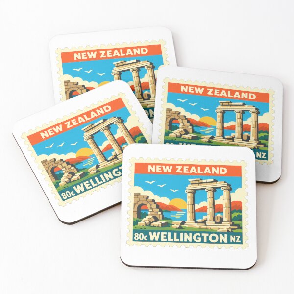 Item preview, Vintage Wellington Stamp Illustration | Retro New Zealand Postage Art | Classic Harbour Capital Travel Design designed and sold by PaintedPixels01.