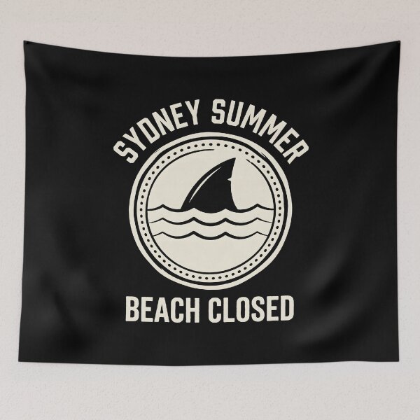 Item preview, Sydney Summer Beach Closed Shark Warning Sign designed and sold by SplashTastic.