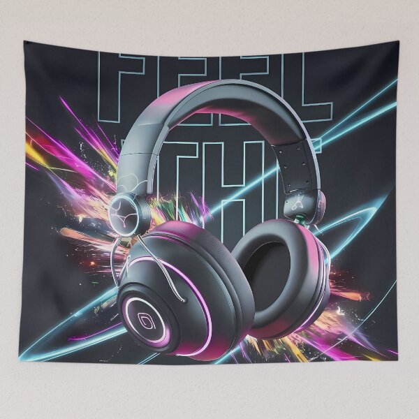 Item preview, Neon Headphones & Cosmic Energy - World Music Day designed and sold by Art-Arcade6.