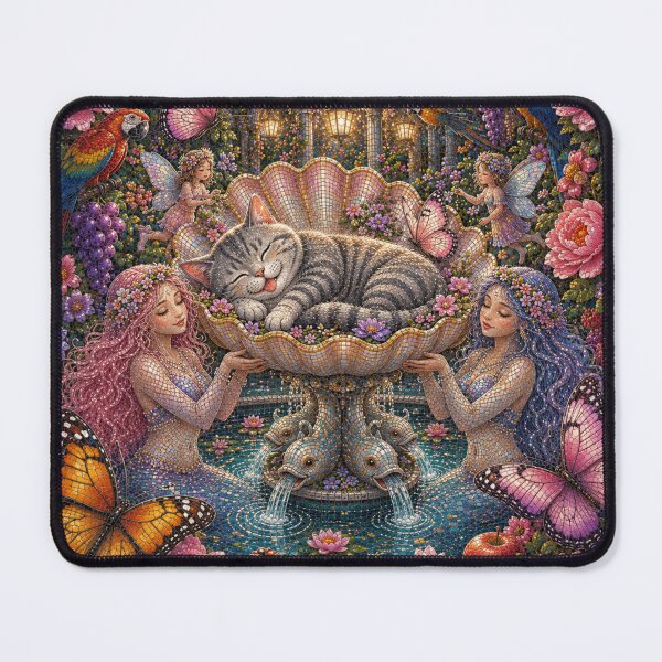 Item preview, Cute Sleeping Grey Cat Secret Garden Dreamscape designed and sold by Mindworx21.