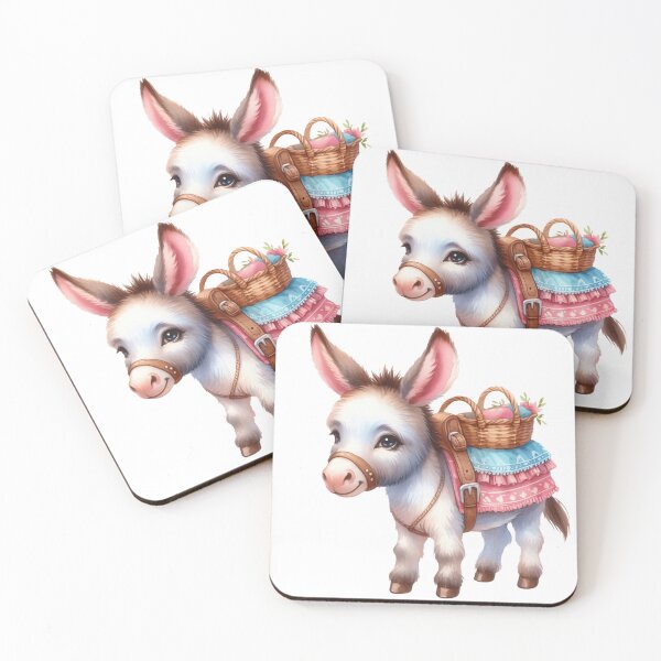 Item preview, Adorable Baby Donkey with Basket Whimsical Illustration designed and sold by LunaPixelStudio.
