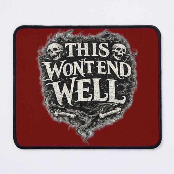 Item preview, This Won’t End Well – Dark Humor Gothic Skull Typography designed and sold by Alchemy Forge.