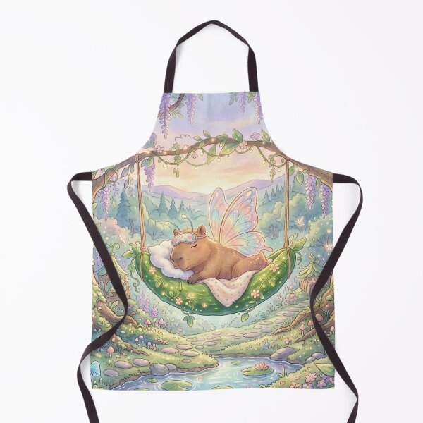 Item preview, Whimsical Capybara Butterfly Sleeping in Cucumber Hammock designed and sold by Faeblehoarder.