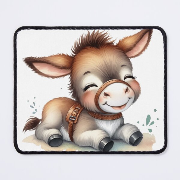 Item preview, Cute Baby Donkey Illustration Peaceful Smiling Foal designed and sold by LunaPixelStudio.
