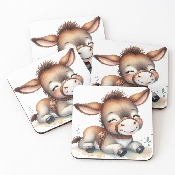 Item preview, Cute Baby Donkey Illustration Peaceful Smiling Foal designed and sold by LunaPixelStudio.