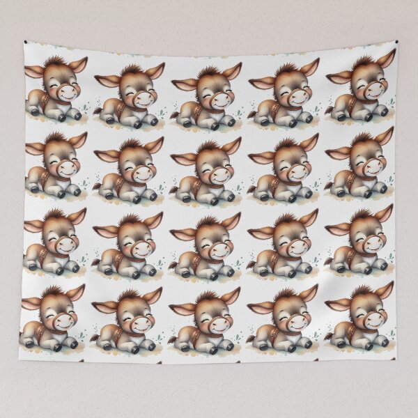 Item preview, Cute Baby Donkey Illustration Peaceful Smiling Foal designed and sold by LunaPixelStudio.
