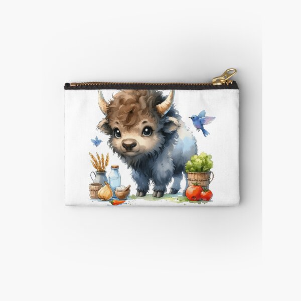 Item preview, Cute Baby Bison Harvest Watercolor Illustration designed and sold by LunaPixelStudio.