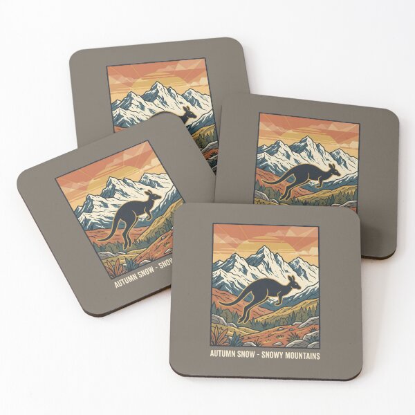 Item preview, Autumn Snow Kangaroo Snowy Mountains Vintage Landscape designed and sold by SplashTastic.