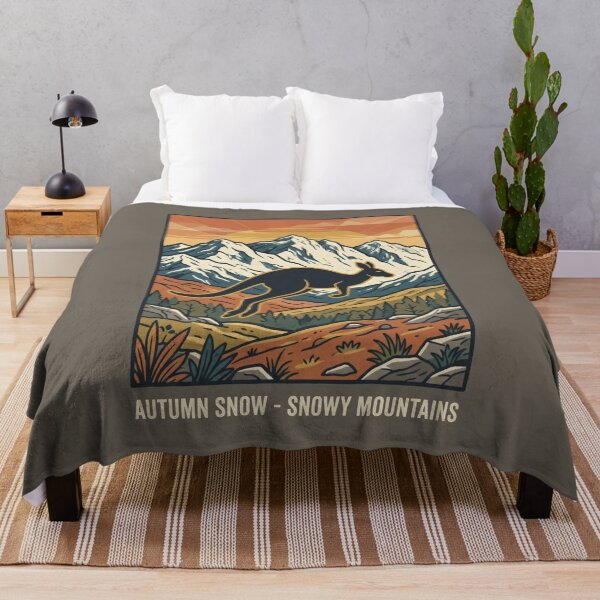 Item preview, Autumn Snow Kangaroo Snowy Mountains Vintage Landscape designed and sold by SplashTastic.