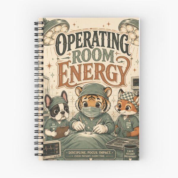 Item preview, Cute Tiger Surgeon Operating Room Energy Retro Journal Cover Gift for Surgical Techs OR Nurses designed and sold by ClinicalHubs.