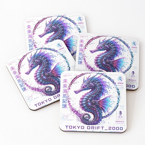 Item preview, Tokyo Drift 2000 Cyber Seahorse – Neon Biomechanical Sea Dragon Design designed and sold by FusiTink.