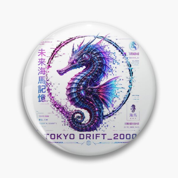 Item preview, Tokyo Drift 2000 Cyber Seahorse – Neon Biomechanical Sea Dragon Design designed and sold by FusiTink.
