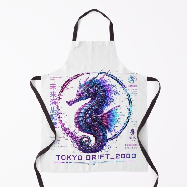 Item preview, Tokyo Drift 2000 Cyber Seahorse – Neon Biomechanical Sea Dragon Design designed and sold by FusiTink.
