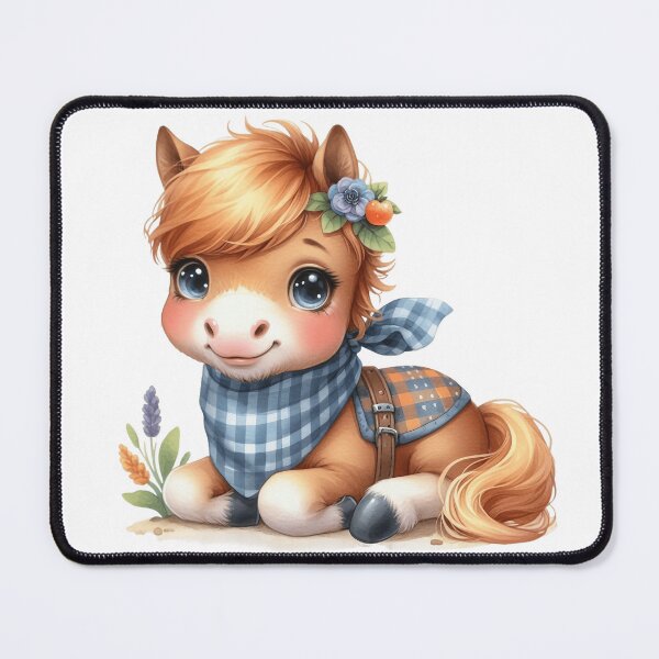 Item preview, Cute Baby Pony with Bandana Whimsical Illustration designed and sold by LunaPixelStudio.