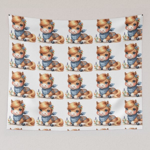 Item preview, Cute Baby Pony with Bandana Whimsical Illustration designed and sold by LunaPixelStudio.