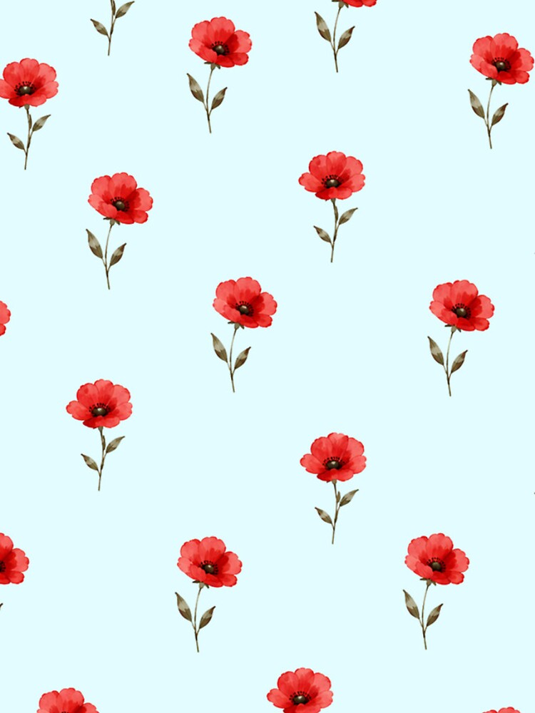 Thumbnail 4 of 4, iPhone Case, Red Poppy Pattern designed and sold by Midnight-Roses-.