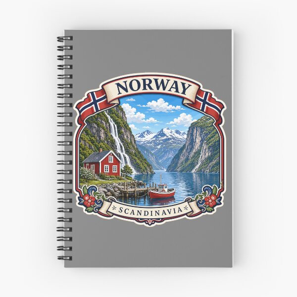 Item preview, NORWAY NORGE Kongeriket Noreg, Norwegian Flag Fjord Sticker T-Shirt 04 designed and sold by OuterShellUK.