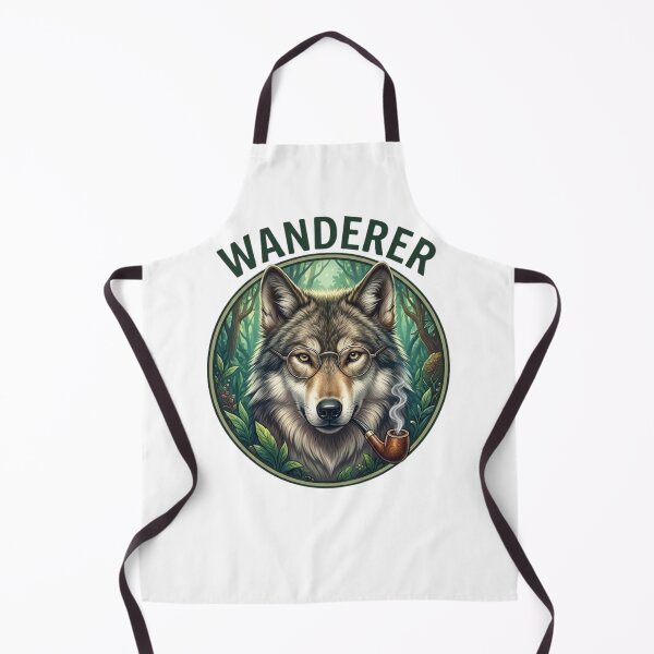 Item preview, Wanderer Wolf Vintage Pipe Smoking Illustration designed and sold by GiggleInkTees.