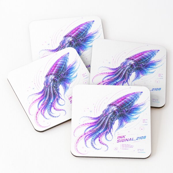 Item preview, Ink Signal 2108 Cyber Squid – Neon Biomechanical Cephalopod Design designed and sold by FusiTink.