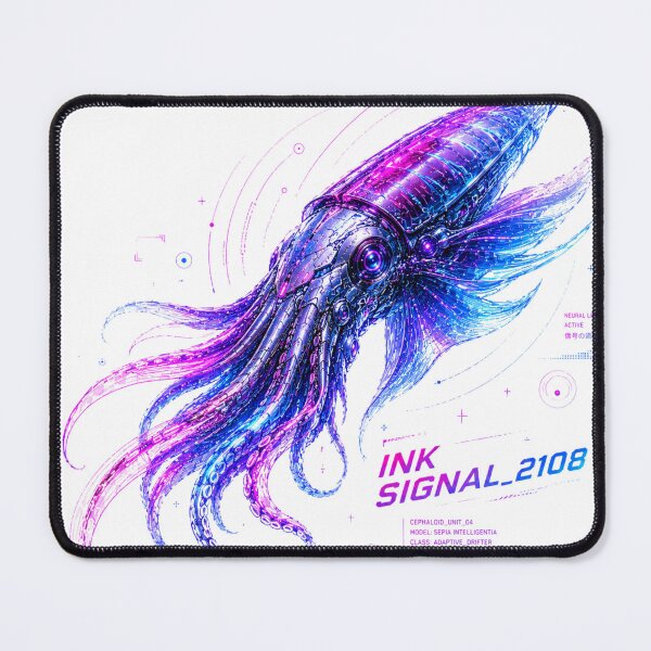Item preview, Ink Signal 2108 Cyber Squid – Neon Biomechanical Cephalopod Design designed and sold by FusiTink.