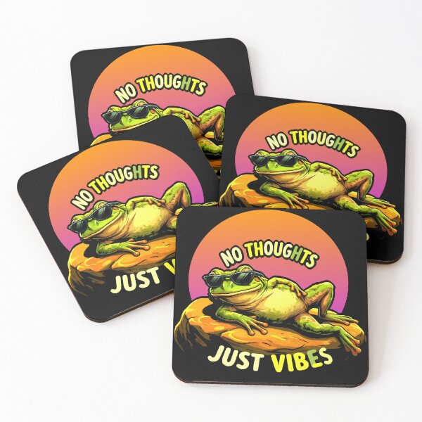 Item preview, No Thoughts Just Vibes Frog Tee – Retro Beach Summer Aesthetic Shirt designed and sold by VikArtStudio.