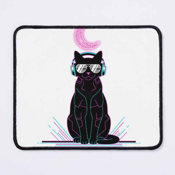 Item preview, Neon Moon Black Cat Vaporwave Design designed and sold by LainCellJapan.