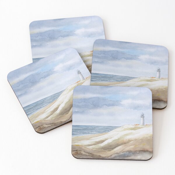Item preview, Dune landscape with lighthouse. Watercolor by Hans Sturris. (painted in 1992) designed and sold by Stef Ringoot, cartoons and illustrations.