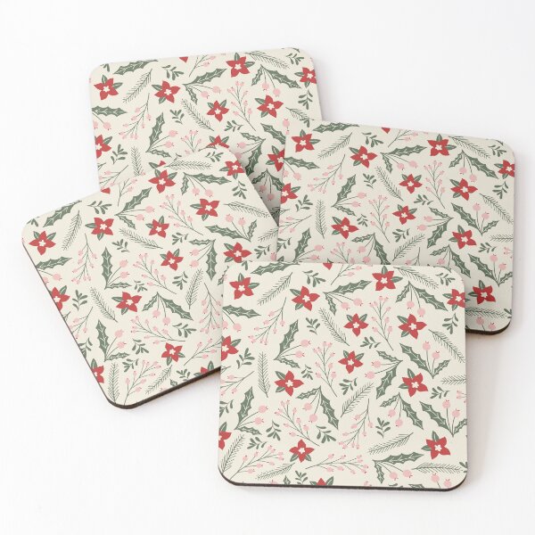 Item preview, Christmas holiday flower vector seamless repeat pattern designed and sold by Retro Street Studios.
