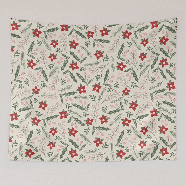 Item preview, Christmas holiday flower vector seamless repeat pattern designed and sold by Retro Street Studios.