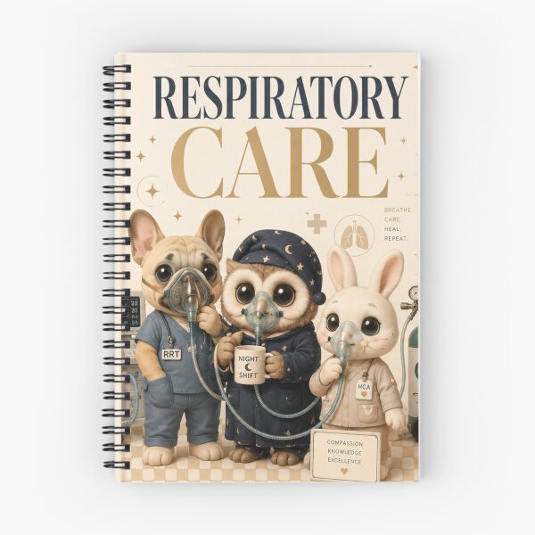 Item preview, Cute French Bulldog & Owl Respiratory Care Team Hardcover Journal – Kawaii Respiratory Therapist Night Shift Healthcare Worker Appreciation Gift | Respiratory Care Week Medical Hero Notebook designed and sold by ClinicalHubs.