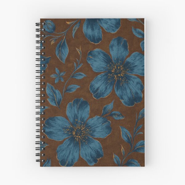 Item preview, teal and brown floral designed and sold by BrontesWhimsyStore.