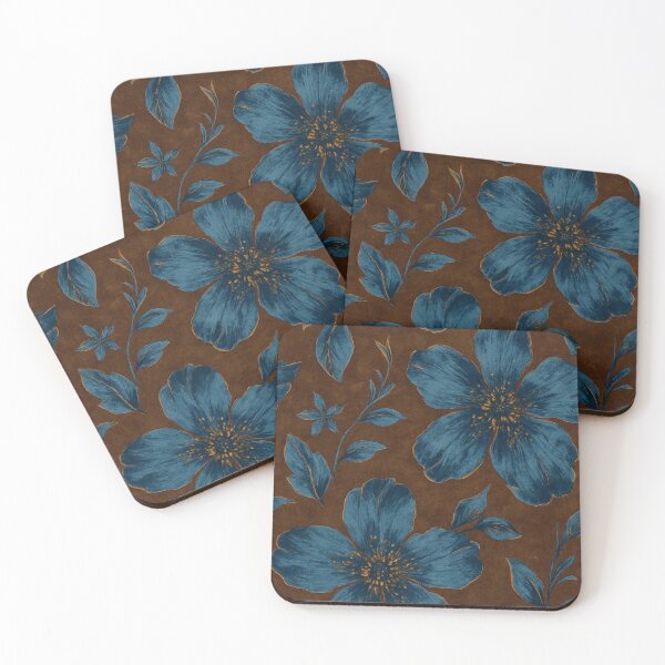 Item preview, teal and brown floral designed and sold by BrontesWhimsyStore.