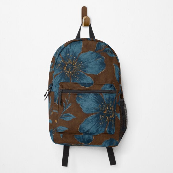 Item preview, teal and brown floral designed and sold by BrontesWhimsyStore.