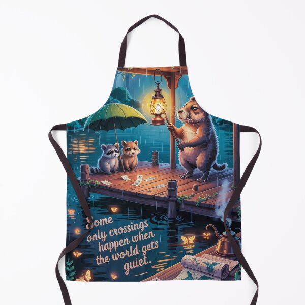 Item preview, Rain Ferry Lantern Keepers | Cozy Capybara Midnight Ferry Illustration designed and sold by Soft Lantern Woods.