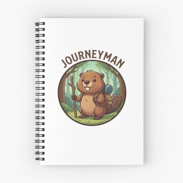 Item preview, Journeyman Cute Hiking Cartoon Beaver Badge designed and sold by GiggleInkTees.