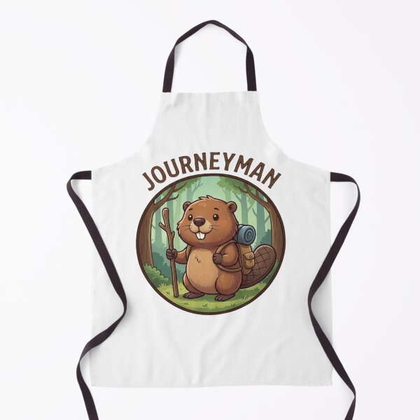Item preview, Journeyman Cute Hiking Cartoon Beaver Badge designed and sold by GiggleInkTees.