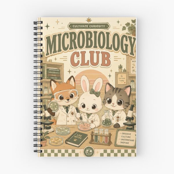 Item preview, Cute Kawaii Fox Bunny Cat Microbiology Club Laboratory Scientist Journal Cover | Retro Lab Mascot Art | Medical Laboratory Scientist Gift | Medical Laboratory Professionals Week designed and sold by ClinicalHubs.