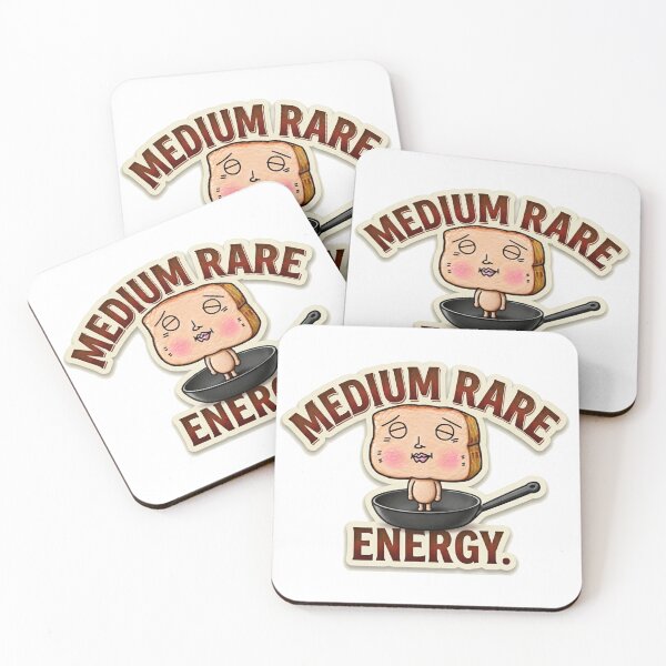 Item preview, Medium Rare Energy - Funny Depressed Steak Cartoon designed and sold by Surreal Characters & Cute Pups.