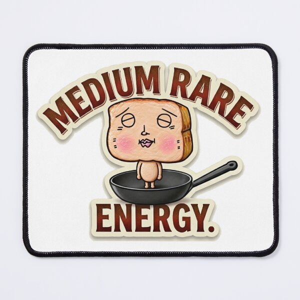 Item preview, Medium Rare Energy - Funny Depressed Steak Cartoon designed and sold by Surreal Characters & Cute Pups.