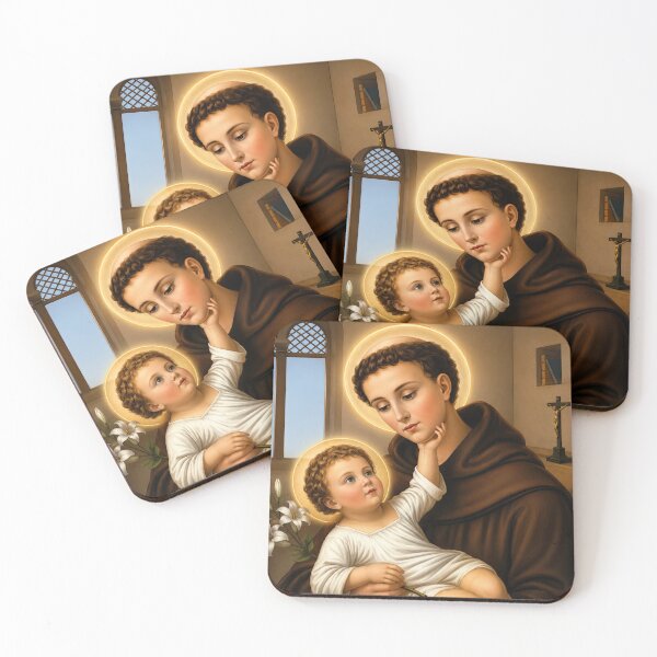 Item preview, St. Antony Holding Baby Jesus Catholic Wall Art | Peaceful Christian Devotional Portrait designed and sold by FaithCreatives.